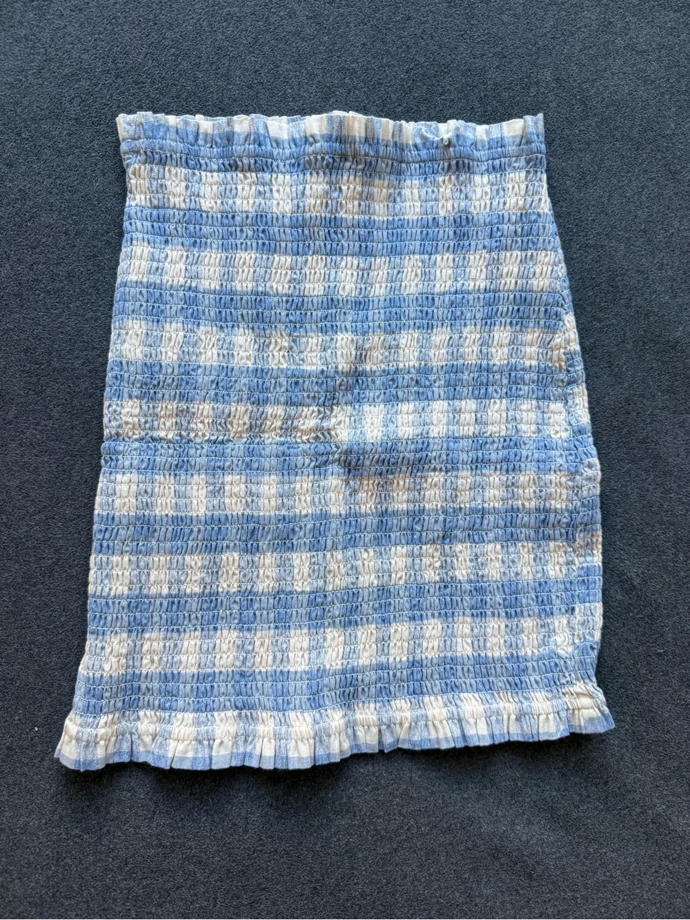 Privacy Please Blue and White Smocked Tube Top